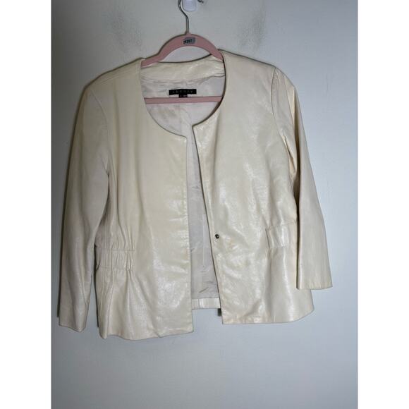 Theory Off White Leather "Lidia" Jacket Sz M - Picture 1 of 3